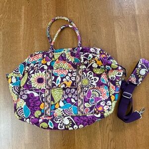 Vera Bradley Plum Crazy Women's Quilted Weekender Travel Bag Vintage Retired
